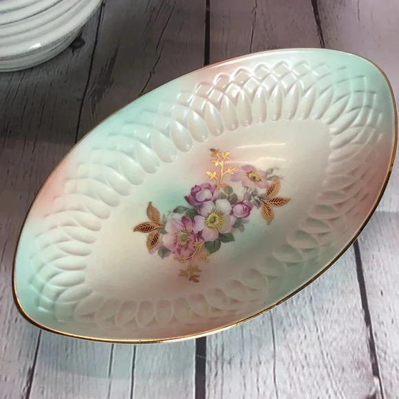 Vintage Bavaria Wild Rose (Scallop, Rim, Embossed) by Schumann relish dish - Picture 4 of 7